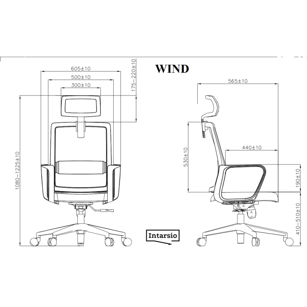 Крісло поворотне WIND сіре/сіре/білий каркас
