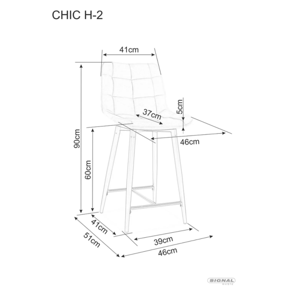 Напівбарний стілець CHIC H-2 VELVET чорний каркас/беж BL. 28