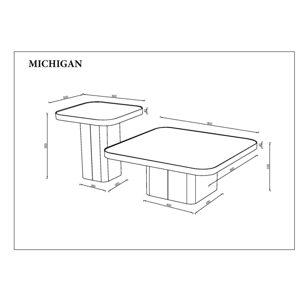 Журнальний столик MICHIGAN білий глянець/чорний (к-кт)