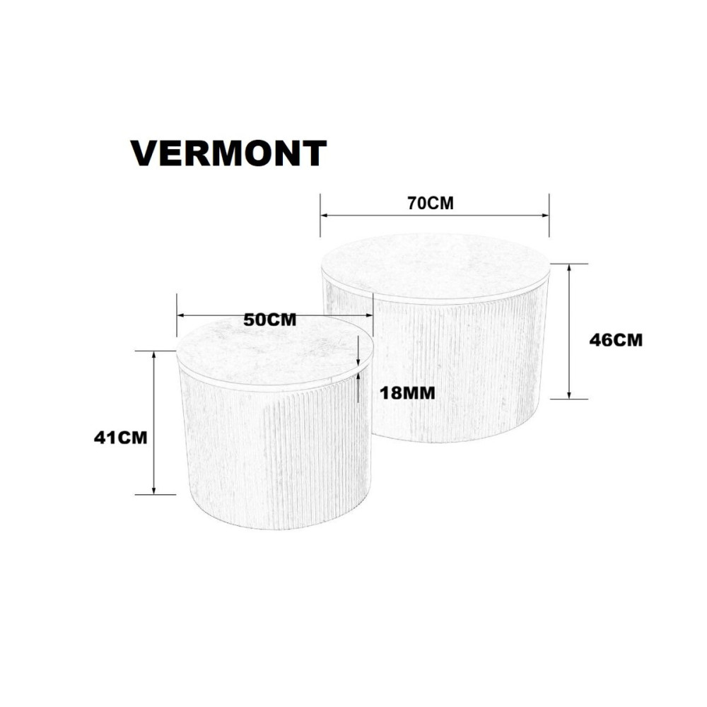 Журнальний столик VERMONT сірий еф.мармуру/дуб (к-кт)